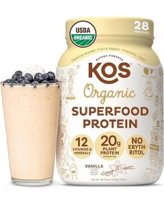 KOS Organic Plant Protein Powder Vanilla Flavored 39.15 Oz Vegan - supplemynts.com